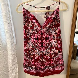 Free People Red and Pink Patterned Tank Top
